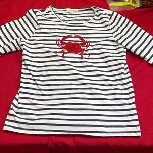 CACTUS AND PEARL CRAB PRINT T SHIRT